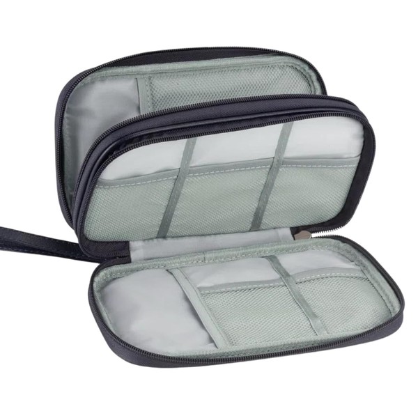 Teskyer Cable Organiser Bag, Portable Double Layer Travel Tech Pouch,