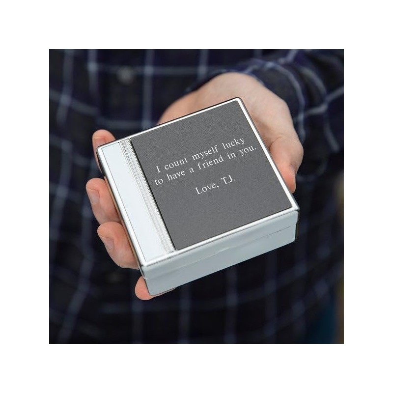 THINGS REMEMBERED Engraved Silver and Gunmetal Keepsake Box (Free Customization)