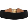 BlackButterfly Vintage Wide Elastic Stretchy Antique Buckle Belt, black