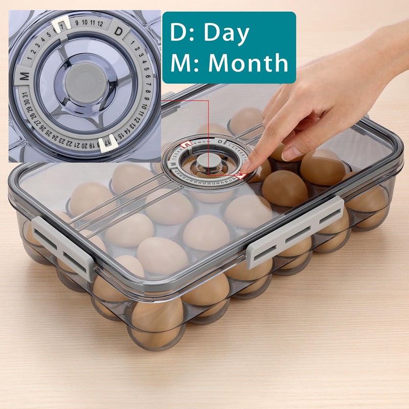 BTSKY Premium Plastic Egg Holder for Fridge - 24 Egg