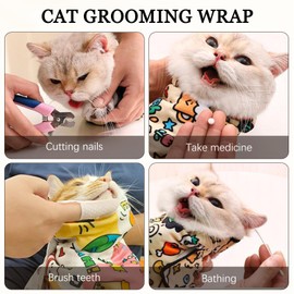 AGLOO Cat Grooming Wrap Cat Magic Mat - Self-Adherent, Anti-Scratch, Kittens Calming Wrap Restraint for Nail Clipping,Bathing (55 * 55cm)
