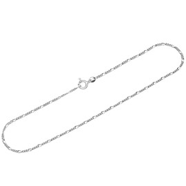 NKlaus Figaro Curb Chain Necklace (38 cm - 80 cm) 925 Silver Chain Diamond-Cut Width: 1.6 mm, Sterling Silver, No gemstone