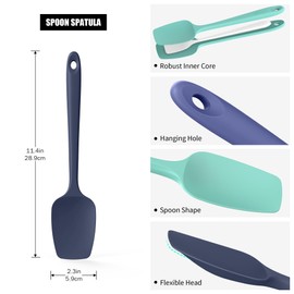 Heat Resistant Silicone Spoon Spatulas, Doosu 600°F High Temp Flexible Cooking Spoons Kitchen Spoonula Scratch-Proof for Mixing Stirring Scraping Serving Non-Stick Cookware (Set of 3, Multi-4)