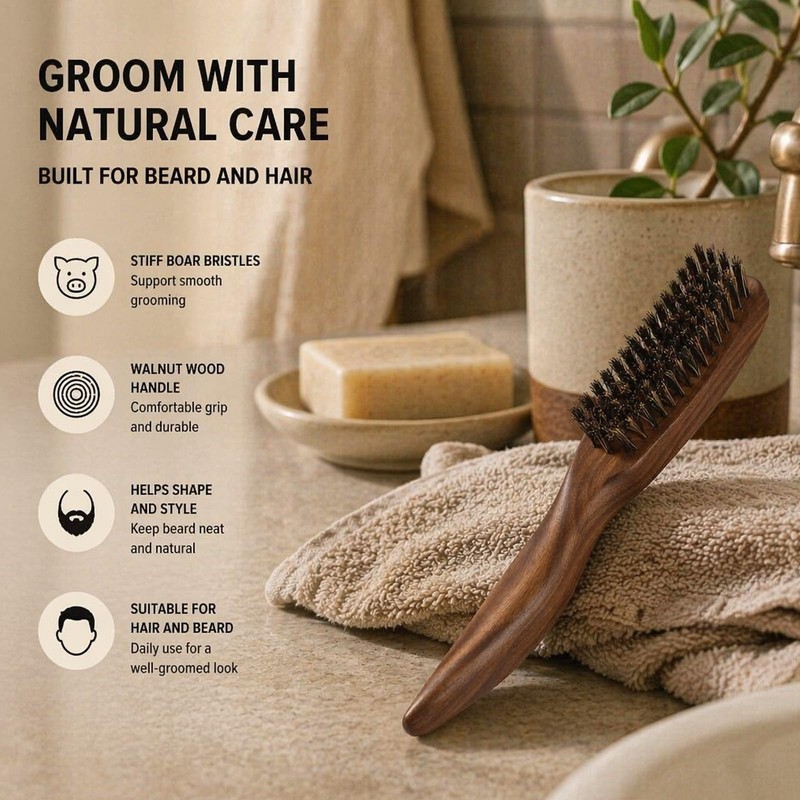 Slick Back Set - Boar Bristle Brush - Comb -