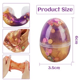 Hillylolly Slime Eggs Set, 6 Pieces Slime Children, Slime Easter, Slime DIY, Clear Glue Slime, Fluffy Slime, Crystal Clay, Easter Gift, Anti-Stress Toy for Adults and Children