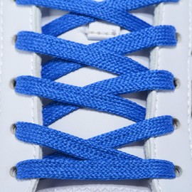AOMIDI Flat Shoelaces Wide Shoes Lace 2 Pairs Wide Shoelaces Hollow Thick Flat Shoe Laces for Sneakers and Shoes (27" inches (69 cm), Blue)