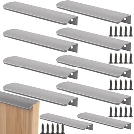 SHUESS Pack of 10 Cabinet Handles Hidden 150 mm Cabinet Handles Kitchen Handles with 20 Screws, Kitchen Handles, Drawer Handles, Silver Kitchen Handles, Hidden Handles for Wardrobe, Door, Drawers