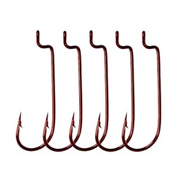 LikeFish 30pcs/Pack Offset Fishing Hooks Worm Hooks Black/Red High Carbon Steel Senko Bait Fishing Hooks 4/0 3/0 2/0 1/0 1# (red, 1#)