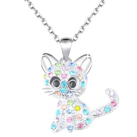 JchEnye Cat Pendant Necklace, Cute Cat Necklace for Girls, Cat Pendant, Birthday Gift, Gift for Girls, Stainless Steel, No Gemstone