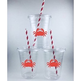 Disposable Crab Birthday Party Cups Set of 12 Crabs
