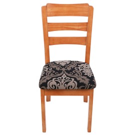 Homaxy Stretch Chair Seat Covers for Dining Room Set of 4, Elastic Dining Chair Seat Protector Cover Removable Washable Chair Slipcovers with Ties, Black Flower