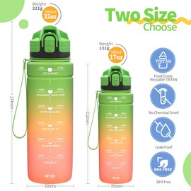 Coolfel Sports Water Bottle, 1 Litre 500 ml, Children's Leak-Proof Motivational Water Bottle with Time Marking, BPA-Free, Tritan Drinking Bottle for Girls, Boys, School, Cycling, Gym, Fitness