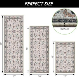 Azadx Boho Kitchen Rug Sets 3 Piece Non Slip Washable Kitchen Mats for Floor Absorbent Kitchen Floor Mat Carpet Comfort Standing Mats Runner Rug for Hallway Laundry Holiday Kitchen Decor