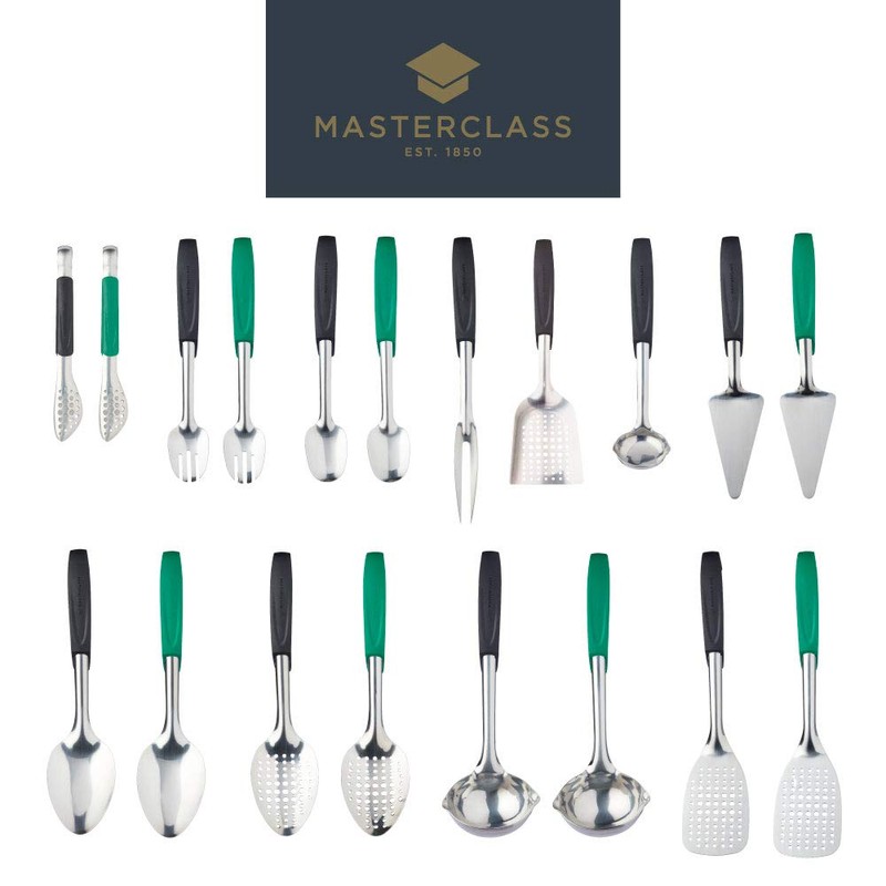 MasterClass Colour-Coded Catering-Quality Stainless Steel Slotted Spoon, 34 cm (13.5")