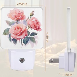 YASHILAIYA Rose Night Light,Vintage Pink Rose Night Lights Plug into Wall with Dusk to Dawn Light Sensors Nightlights for Bedroom Bathroom Hallway Kitchen Gifts Ideal for Girls Women