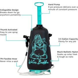 JBL Spearguns Water Buddha Rinse Kit Portable Shower, Collapsible, Pressurized with Travel Case, Shower Head and 7ft Hose, Perfect for Camping, Beach, Hiking, and Boating, Holds 2.5 Gallons/10 Liters