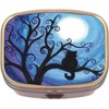 Cat Tree Moon Brass Rectangle Pill Box