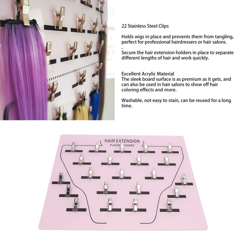 Wig Extension Holder Board Acrylic 22 Stainless Steel Clips Hair