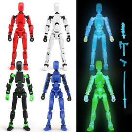 Luminous T13 Action Figure Set, 6PCS Robot Action Figure Titan 13 3D Printed Toys Articulated, for Modeling Enthusiasts Etc Birthday Gifts for Kids 3-8 Years Old, Grow in Dark （Assembly Required）