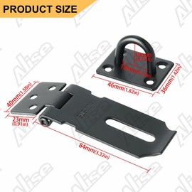 Alise 2pcs Door Locks Hasp Latch,3 Inch SUS 304 Stainless Steel Safety Packlock Clasp Hasp Lock Latch,with Fixing Screw for External Doors Window Cabinet Pet Cage,MS9B-3C-2P