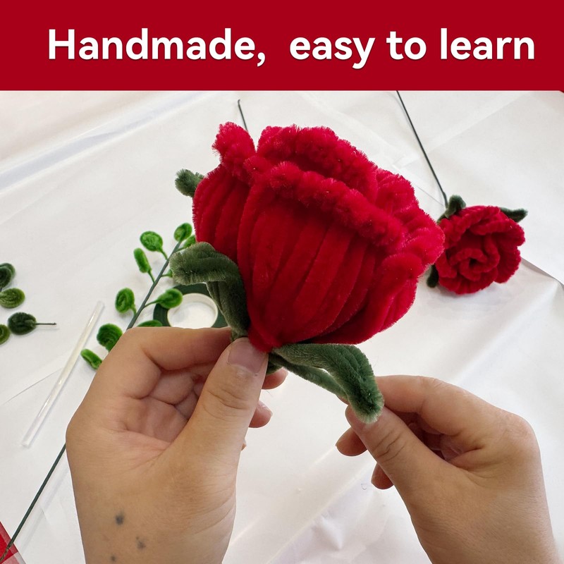 DIY Rose Making Kit 700 PCS Chenille Stems - Red
