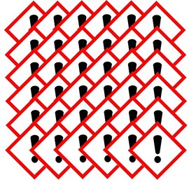 TE-Office Pack of 100 GHS Hazardous Substance Symbols Labels Stickers Hazardous Substance Labelling Harmful GHS 07 10 x 10 mm Sign Multicoloured