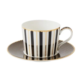Maxwell & Williams Teas & C's Regency Cup & Saucer 240ML Black Gift Boxed