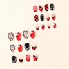 MERVF Oval Press on Nails Medium Fake Nails Black Red