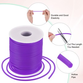 M METERXITY Hollow Pipe Tubing Rubber Cord, 27.3 Yards 3mm Stretchy String with 1.5mm Hole Elastic Strings Barber Cords for Jewelry Making/DIY Crafts/Necklaces/Bracelets [Purple]