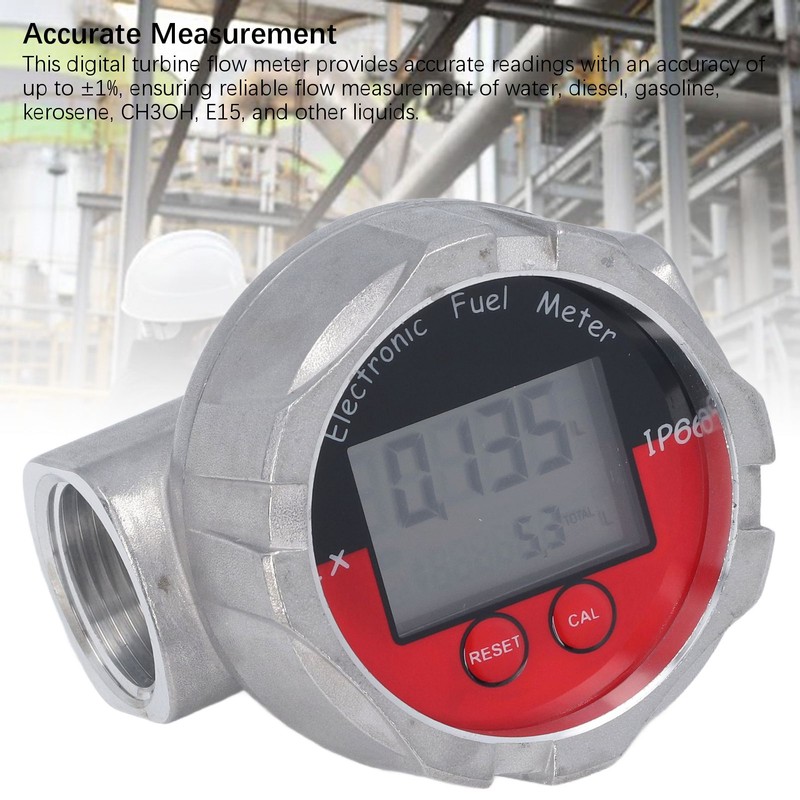 1 Inch Flow Meter LCD Display Digital Turbine Flow Gauge