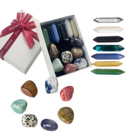 14 Pieces Chakra Stone Set Crystals Healing Stones Set in Gift Box, Chakra Stones Set, Gemstones Set, for Crystal Therapy, Meditation, Gemstones, Healing Crystals, Yoga, Anxiety Relief (White)