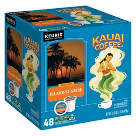 Kauai Coffee K-Cup Pods for Keurig Brewers – Arabica Coffee, 10% Hawaiian – Mild Roast, Light with Bright Aroma – Island Sunrise, 1 Pack of 48 Single Serve K-Cups