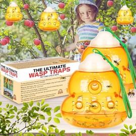 Wasp Trap, Bee Trap Catcher, Outdoor Hanging Wasp Trap, Non-Toxic Yellow Jacket & Hornet Catcher, Reusable and Easy to Use - 2 Pack, Orange
