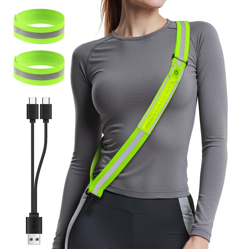 LED Reflective Running Belt, Lightweight High Visibility Night Safety Strap