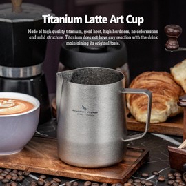 Boundless Voyage Titanium Espresso Steaming Pitcher Titanium Milk Frother Cup Barista Latte Art Round Spout Milk Jug Coffee Cup