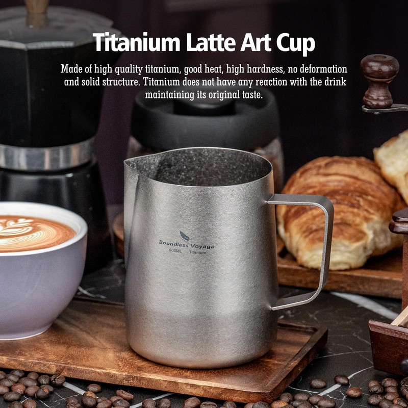 Boundless Voyage Titanium Espresso Steaming Pitcher Titanium Milk Frother Cup