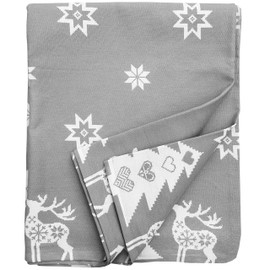 Ragged Rose Christmas Table Cloth - Festive Linen Tablecloth with Nordic Style Prints for Living Room & Kitchen - Cotton Tablecloth That Fits a 6-7 Ft Table
