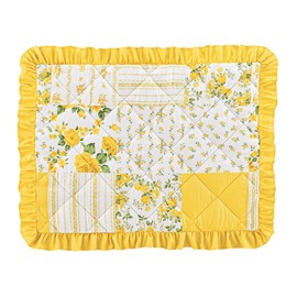 Collections Etc Beautiful Floral Patchwork Ruffled Quilt Top Pillow Sham | Standard Size, 26 x 20 | Machine Wash | Polyester