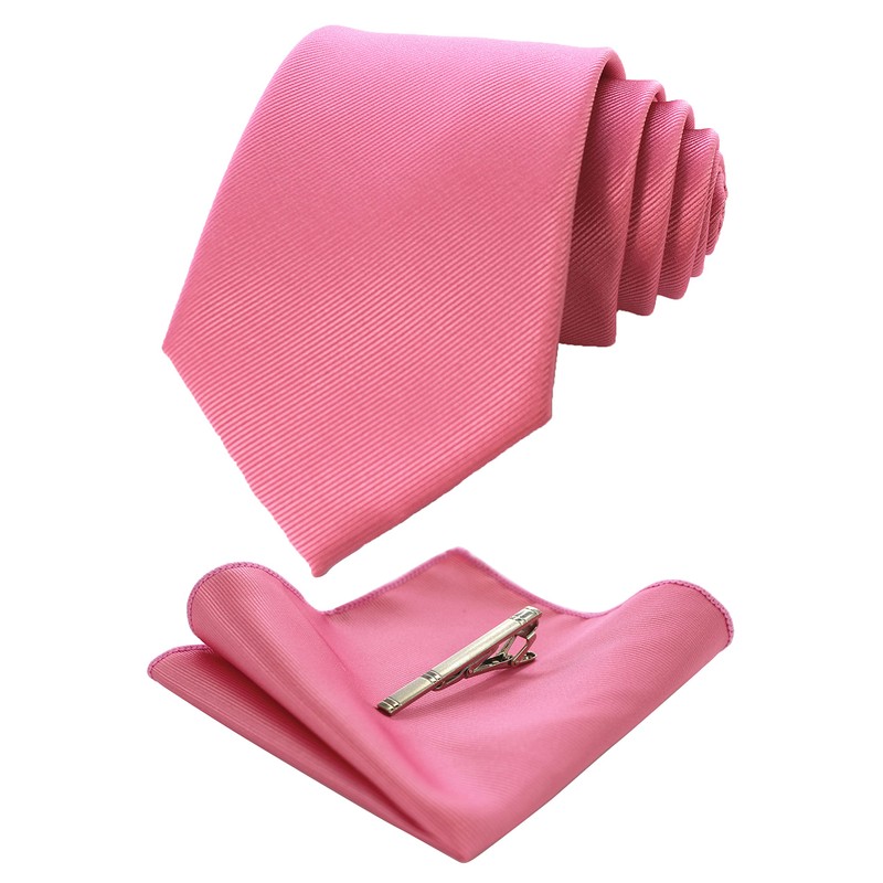 JEMYGINS Mens Silk Tie & Tie Clips & Pocket Bar