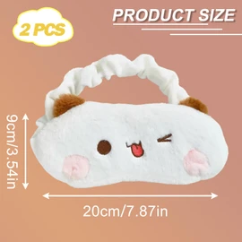 2Pack Cute Bear Sleeping Mask Soft Plush Eye Cover Eyeshade for Women Gift