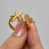 Shell Starfish Ring for Women Adjustable Boho Seashell Ring Gold
