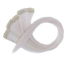 CAISHA by PRETTYSHOP BST115 5-Piece Set, 60 cm, Colourful Strands, Clip-In Extensions, Straight, Long Hair Hairpiece, White Blonde