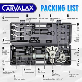CARVALAX 12-Way Slide Hammer Puller Set, Front Wheel Hub Bearing & Rear Wheel Axle Remover Puller Set, 23PCS Tool Kit for Dents and Dings Repair with Black Carry Box