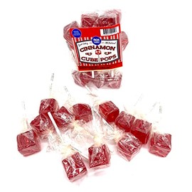 PKM Candies - 12 CT OLD FASHIONED SQUARE Cube Lollipop Suckers: Individually Wrapped Flavored Sucker Pack by Espeez - Party Pops (CINNAMON)