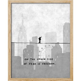 SIGNWIN Framed On The Other Side of Fear is Freedom Wall Art, Balance, Deep Inspiring Sayings, Motivational Wall Decor Prints, Inspirational Wall Décor for Living Room, Bedroom - 12"x16" Natural
