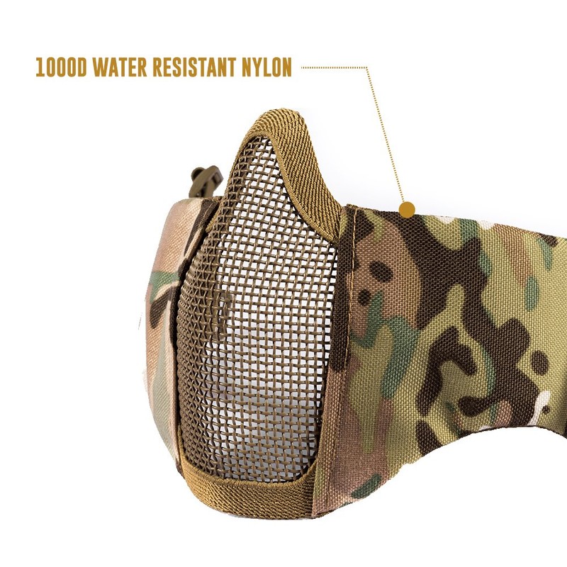 OneTigris Airsoft Mask Foldable Half Mesh Face Mask Face Protection