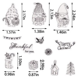 Hying Merry Christmas Words Gnomes Clear Stamps for Card Making, Xmas Tree Snowflake Transparent Rubber Stamps Christmas Socking Candy Stamp Seal for Crafting DIY Scrapbooking Photo Album Decorations