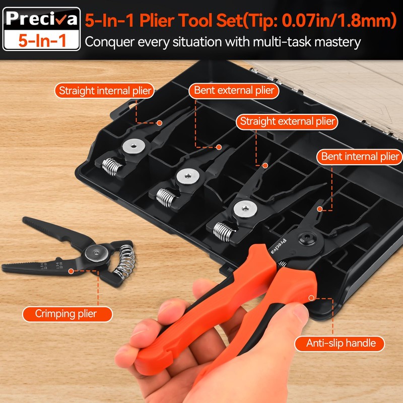 Preciva Snap Ring Pliers Set - Internal/External Circlip Pliers with