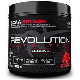 Revolution Nutrition, BCAA Splash, BCAA Powder, Vegan Formula, Zero Calorie, Lactose Free, Muscle Recovery, Post Workout, 7100 Mg of Branched Chained Amino Acid, 1000 mg Citrulline Malate, 280 G, 46 Servings (Red Raspberry, 0.62 Pound)