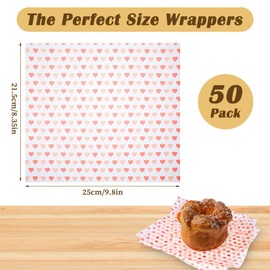 Lnngub 50 Sheets Wax Paper for Food, 25 x 21.5 cm, Greaseproof Baking Paper, Food Packaging Paper for Pizza, Hamburgers, Sausages, Fries, Sandwiches, Bread, Cheese